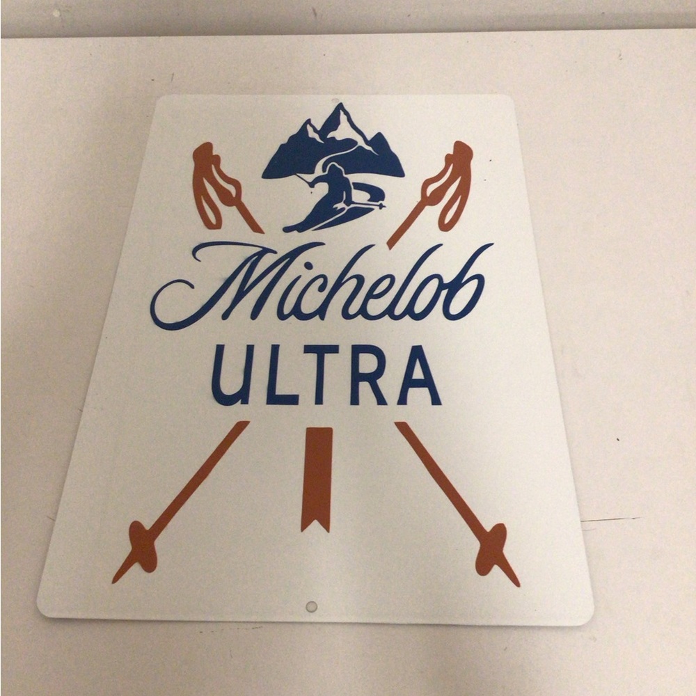 Micelob ultra skiing metal tin sign